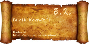 Burik Kornél névjegykártya
